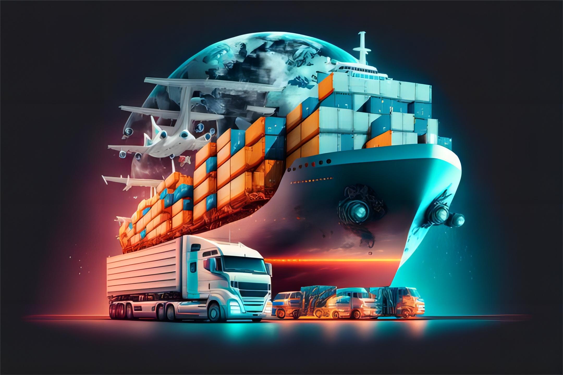 Busy port operations with containers being loaded onto a vessel