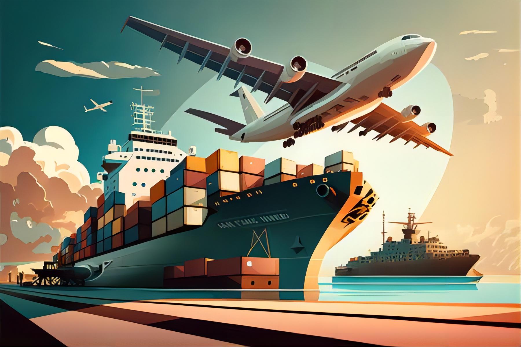 Global logistics map showing shipping routes from China to the United States