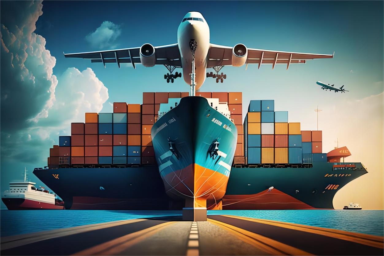 Professional logistics team reviewing shipping documents and maps