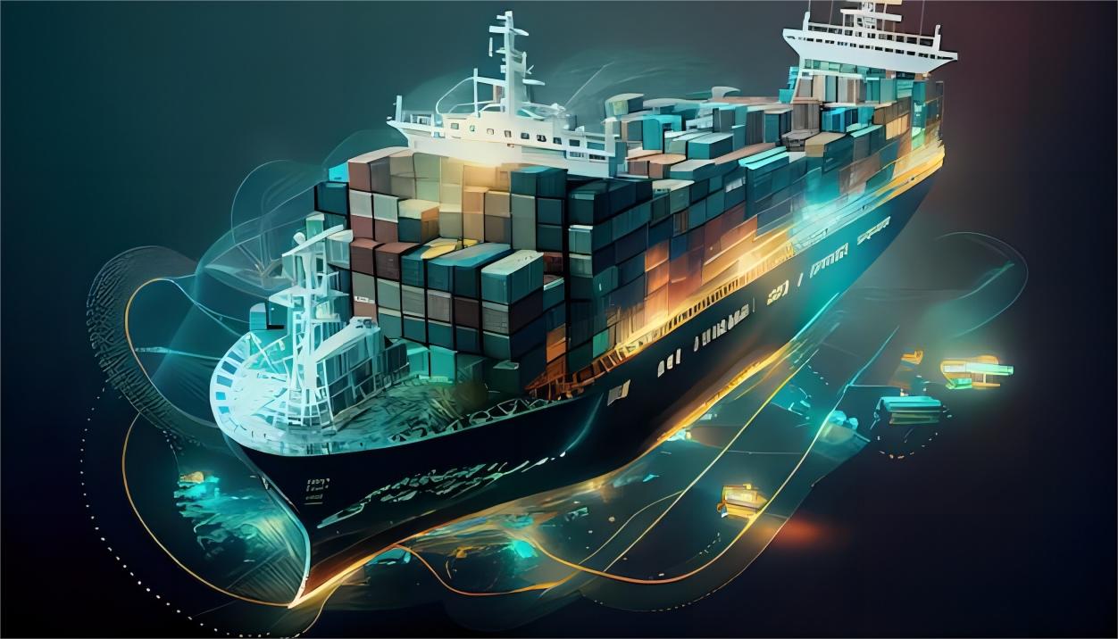 Oversized electronics cargo secured on a flat rack container at a port