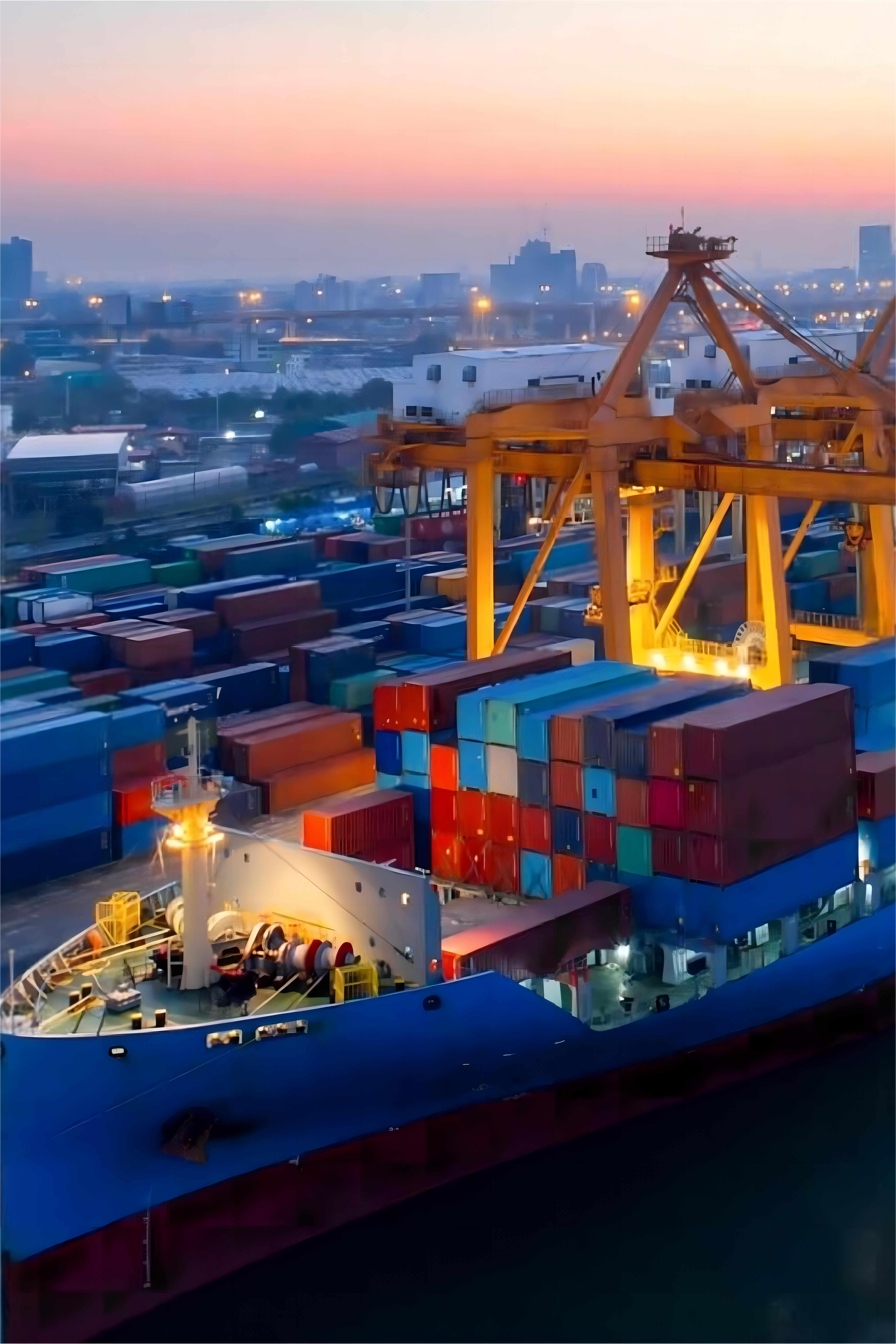 Electronics cargo being loaded onto a rail container
