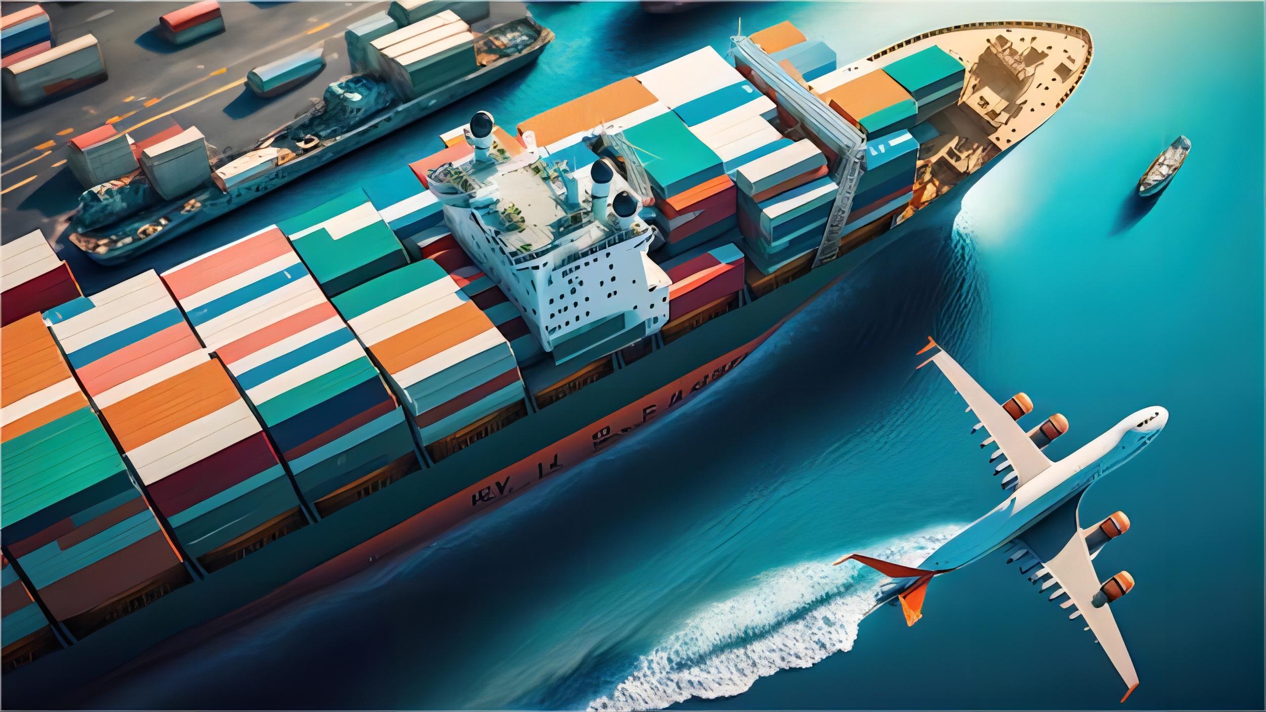 Hand holding a smartphone with a logistics app, connecting global trade