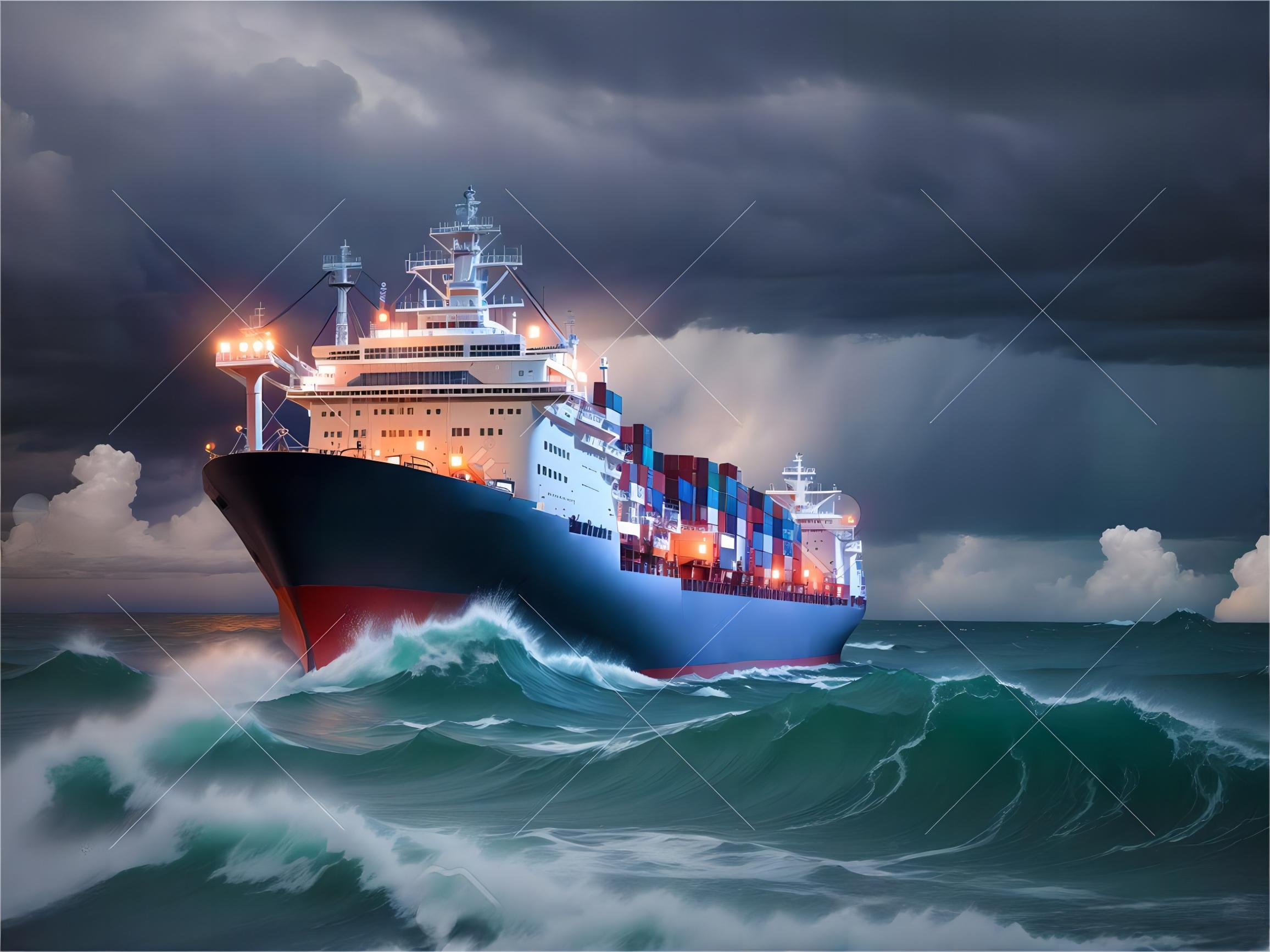 Container ship arriving at New York port from China