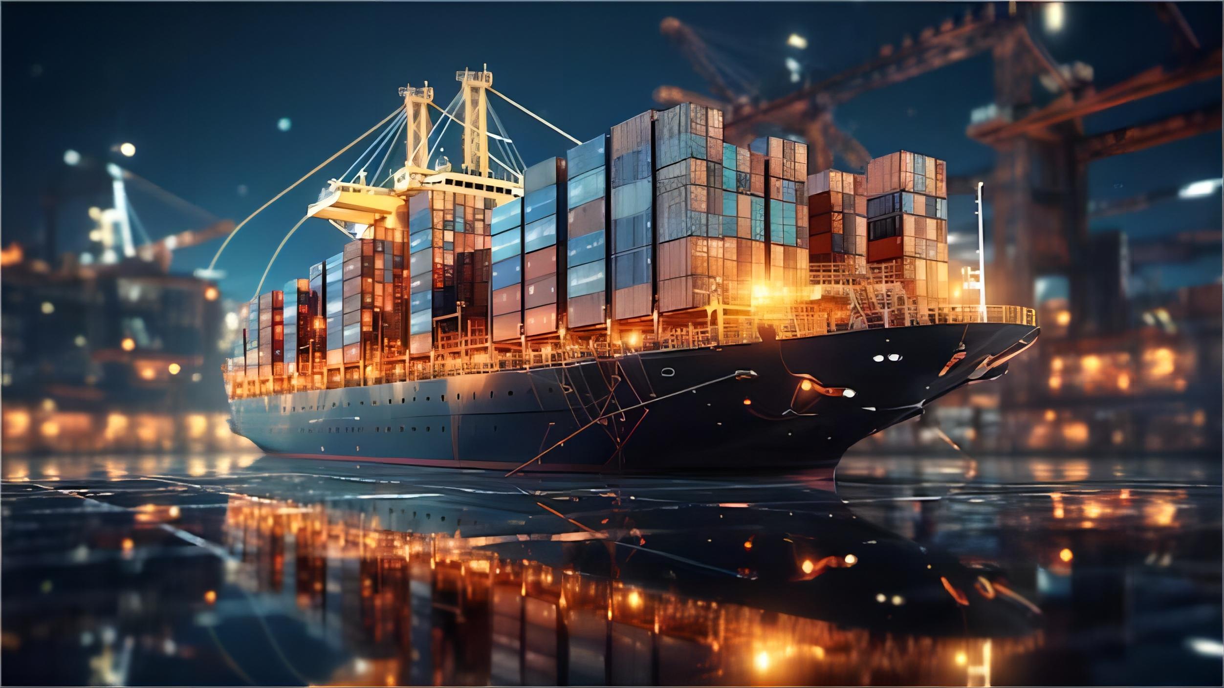 Map showing shipping routes from China to Miami