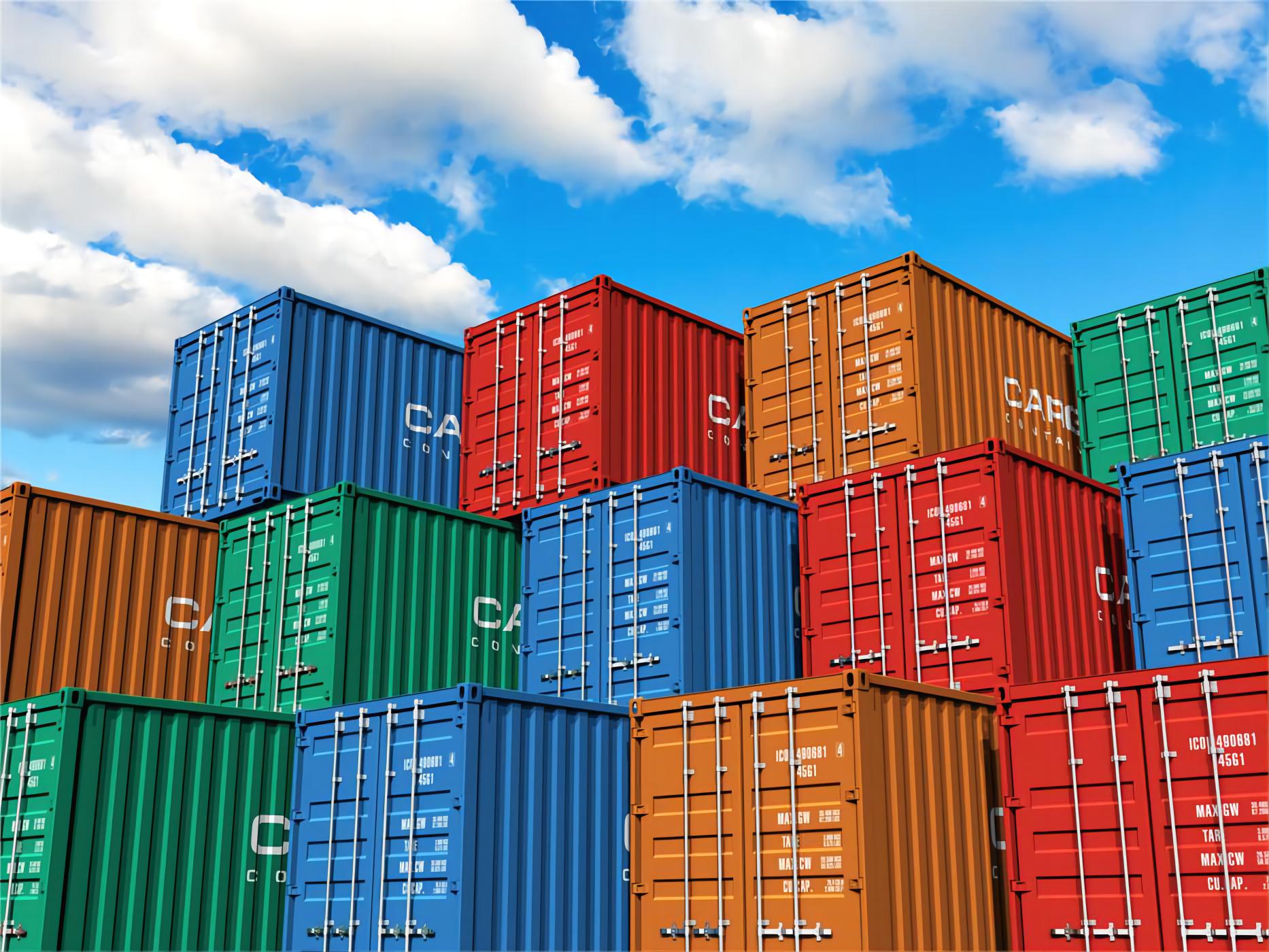 Warehouse with hardware tools stacked on pallets