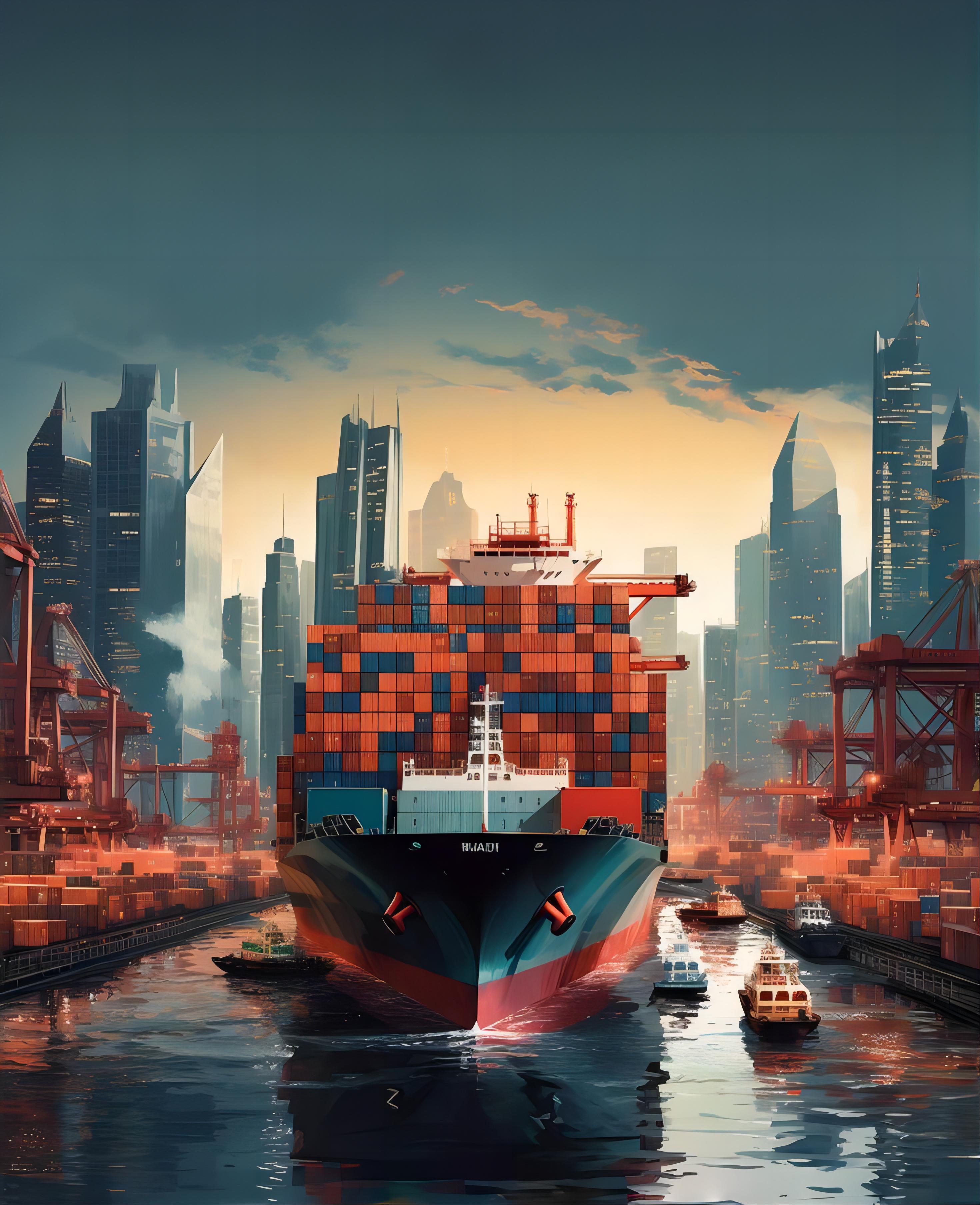 Container ship carrying lighting products from China to Long Beach