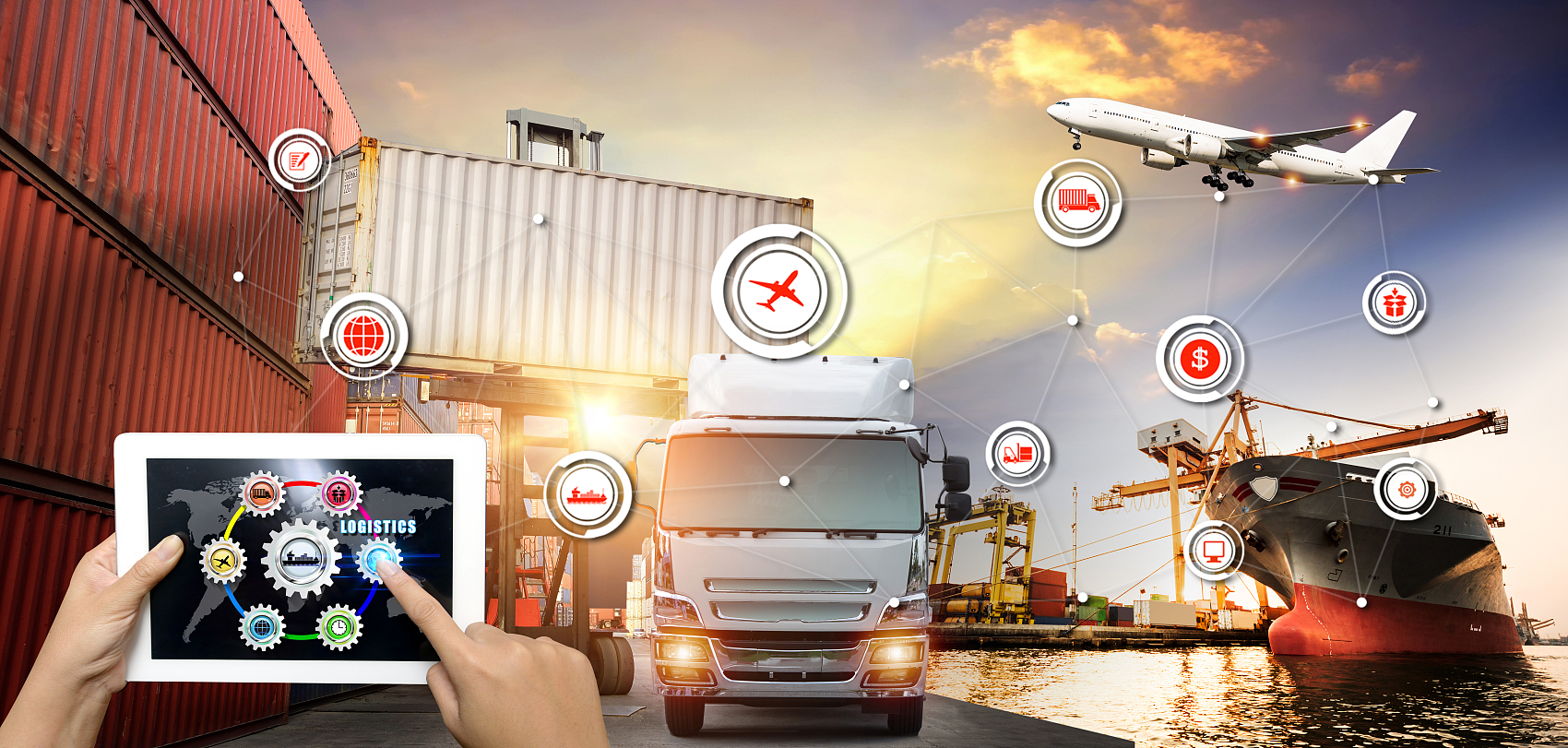 Oversized furniture being loaded onto a flat rack container at a port