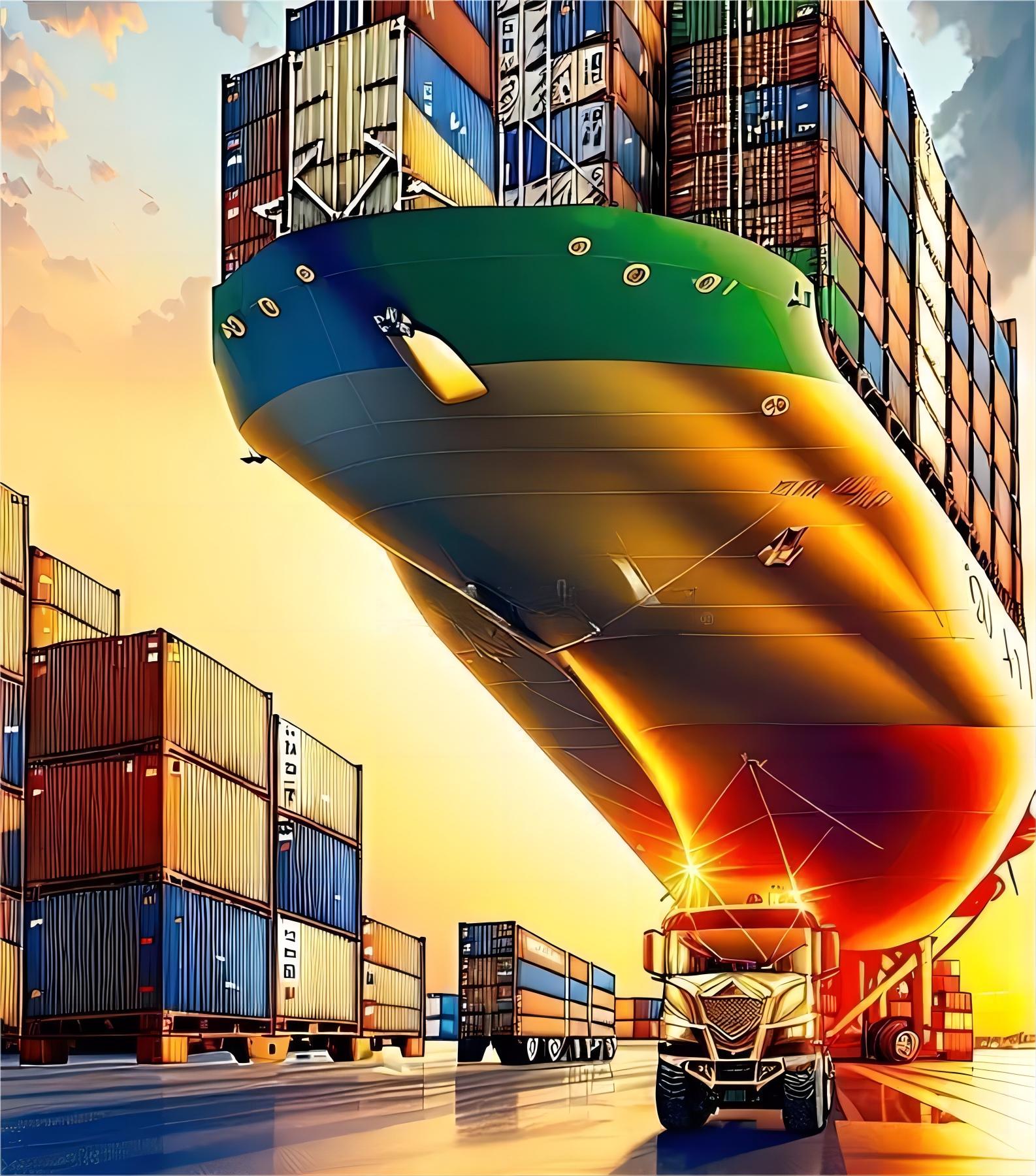 Customs official inspecting imported goods at a port