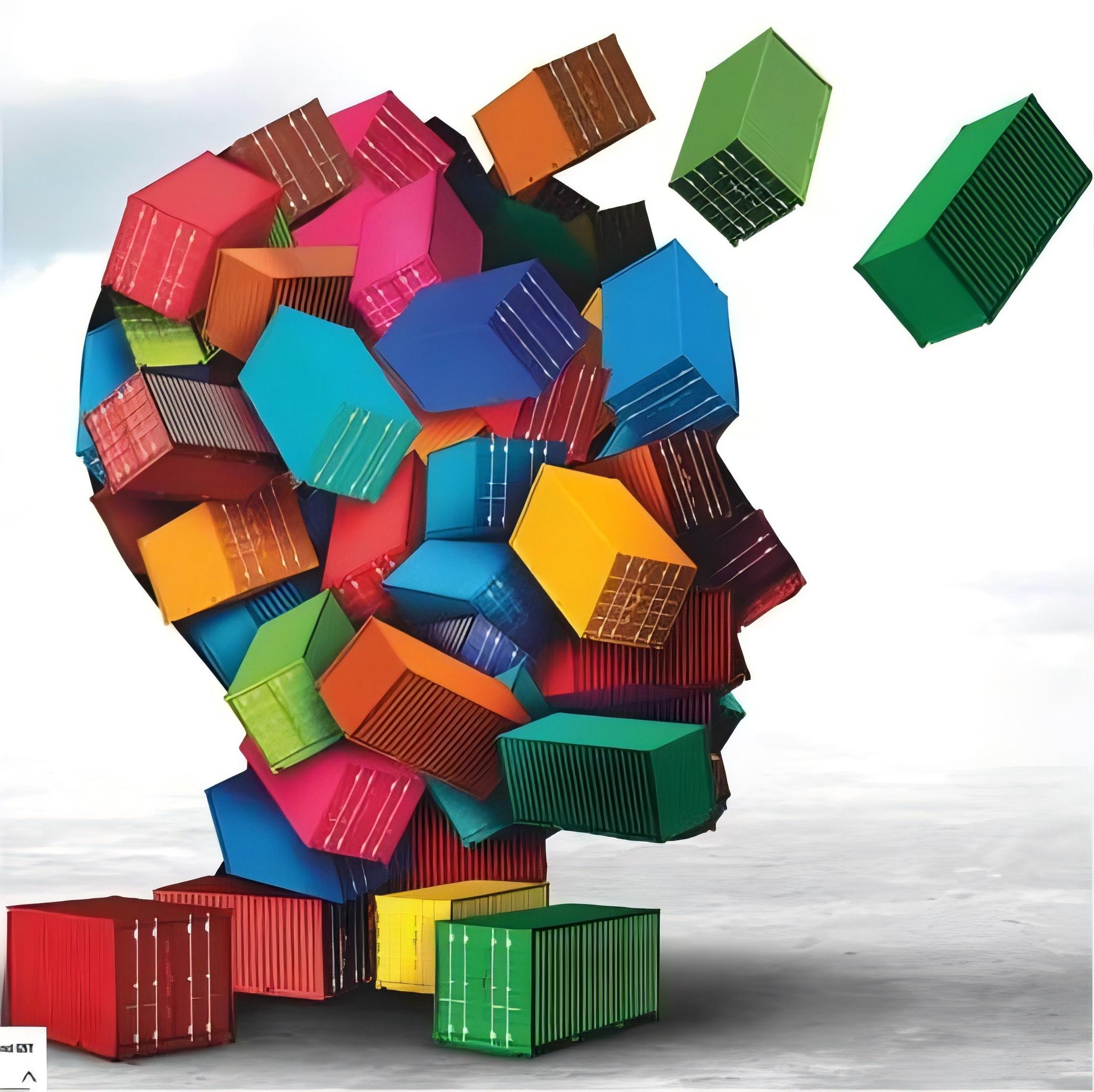 Container ship sailing at sea during sunset